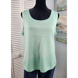 St. John Sport Mint Green Knit Tank Medium Scoop Neck Sleeveless Sweater Top